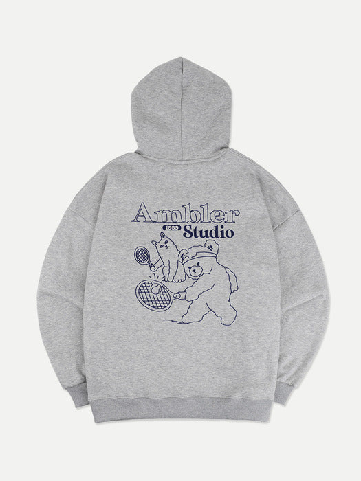 [ambler] Tennis duo Over fit Hoodie AHP1003 (Melange)