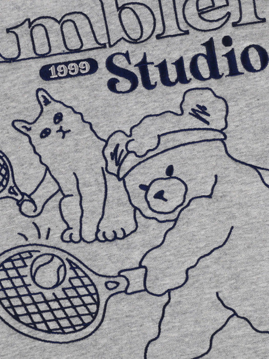 [ambler] Tennis duo Over fit Hoodie AHP1003 (Melange)