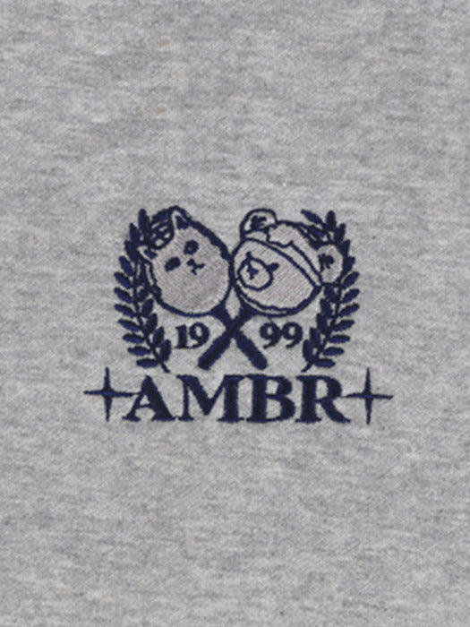 [ambler] Tennis duo Over fit Hoodie AHP1003 (Melange)