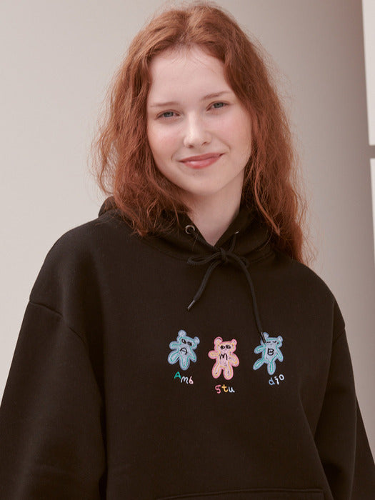 [ambler] Three Bears Over fit Hoodie AHP1004 (Black)