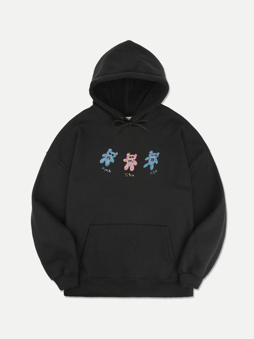 [ambler] Three Bears Over fit Hoodie AHP1004 (Black)