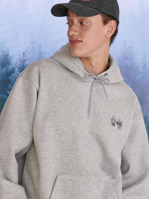 [ambler] Twinlook bear Over fit Hoodie AHP1005 (Melange)