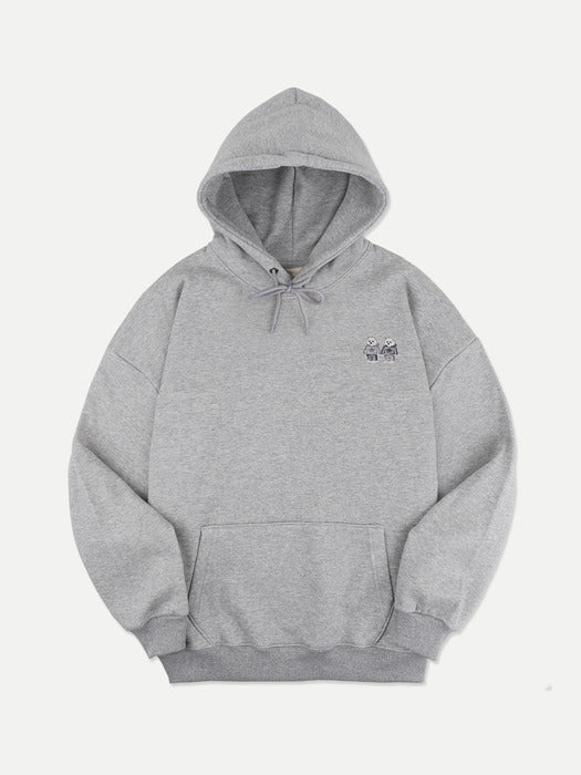 [ambler] Twinlook bear Over fit Hoodie AHP1005 (Melange)