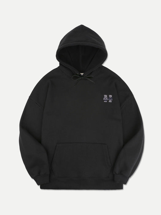 [ambler] Twinlook bear Over fit Hoodie AHP1005 (Black)