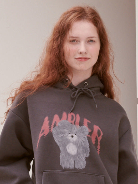[ambler] furry doll Over fit Hoodie AHP1006 (Dark-Gray)
