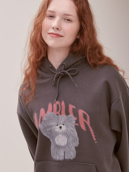 [ambler] furry doll Over fit Hoodie AHP1006 (Dark-Gray)