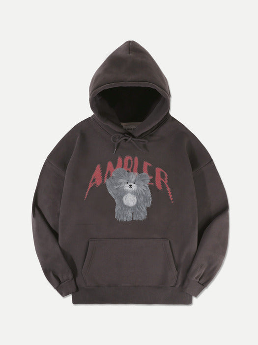 [ambler] furry doll Over fit Hoodie AHP1006 (Dark-Gray)
