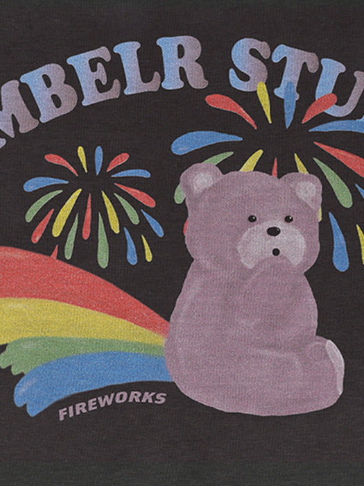 [ambler] rainbow bear Over fit Hoodie AHP1007 (Dark-Gray)