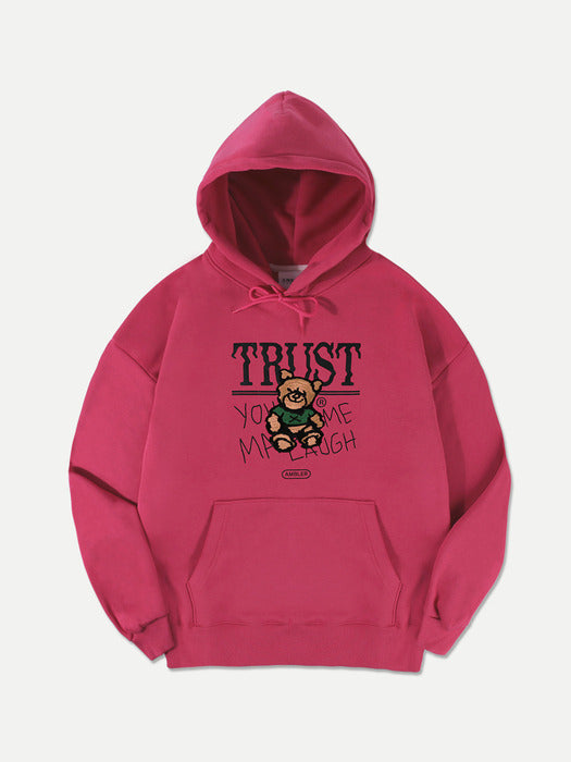 [ambler] Trust bear Over fit Hoodie AHP1008 (Pink)