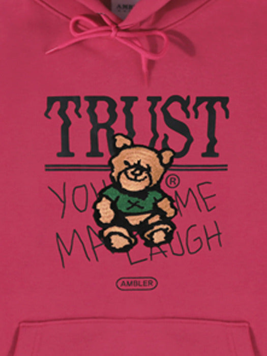 [ambler] Trust bear Over fit Hoodie AHP1008 (Pink)