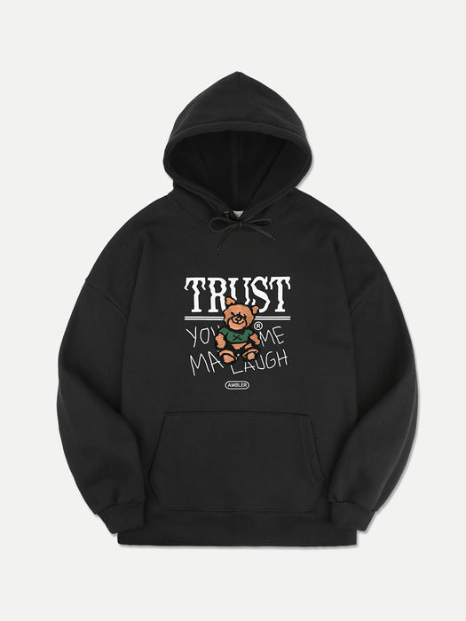 [ambler] Trust bear Over fit Hoodie AHP1008 (Black)
