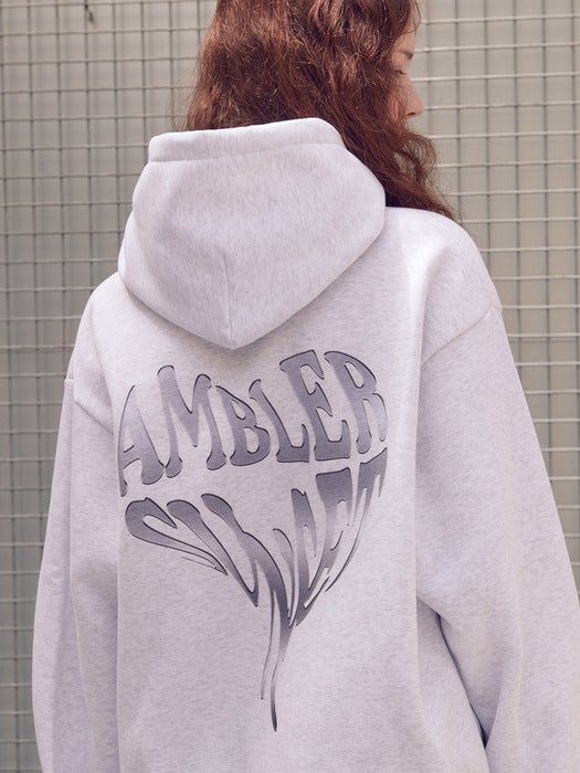 [ambler] Heart Sunset Over fit Hoodie AHP1009 (White-Melange)