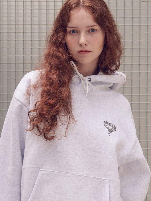 [ambler] Heart Sunset Over fit Hoodie AHP1009 (White-Melange)