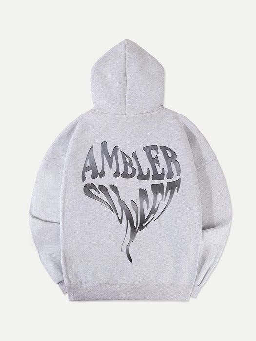 [ambler] Heart Sunset Over fit Hoodie AHP1009 (White-Melange)