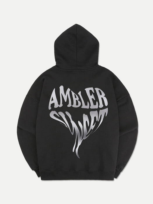 [ambler] Heart Sunset Over fit Hoodie AHP1009 (Black)