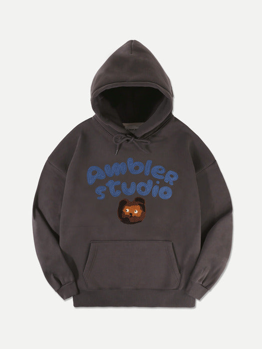 [ambler] lighting bear Over fit Hoodie AHP1011 (Dark-Gray)