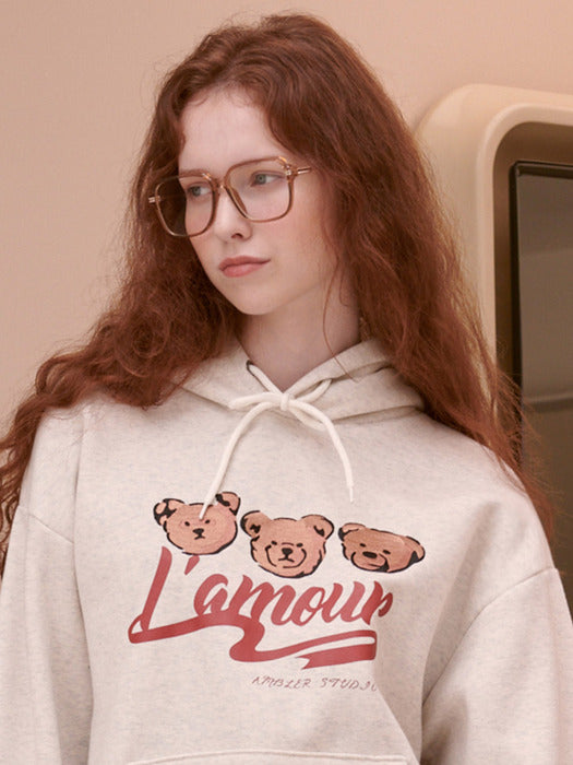 [ambler] lamour Over fit Hoodie AHP1012 (Oatmeal)