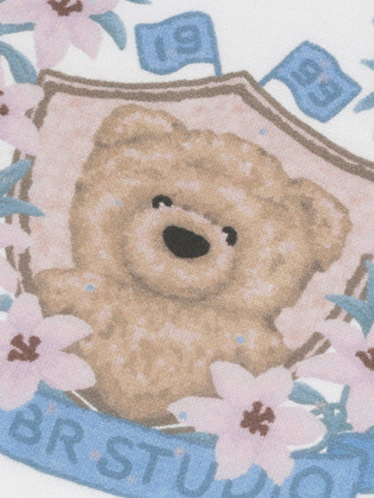 [ambler] Blossom bear Crop Hoodie AHC303 (White)