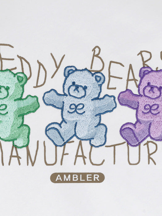 [ambler] Manufacture of bear Crop Hoodie AHC304 (White)