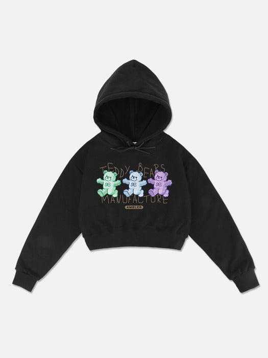 [ambler] Manufacture of bear Crop Hoodie AHC304 (Black)