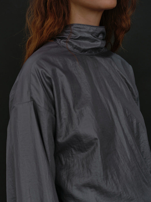 [moia] tie-neck shirt (teal blue)