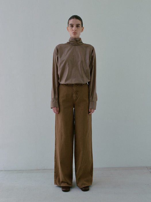 [moia] tie-neck shirt (bronze)