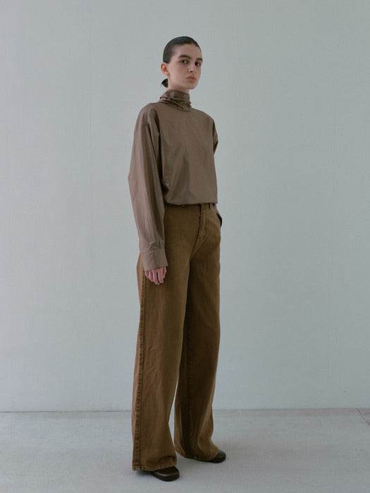 [moia] tie-neck shirt (bronze)