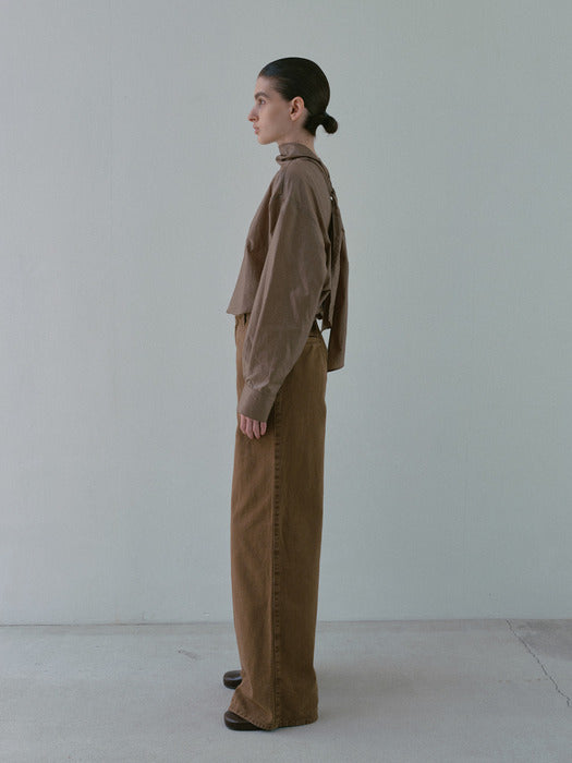 [moia] tie-neck shirt (bronze)