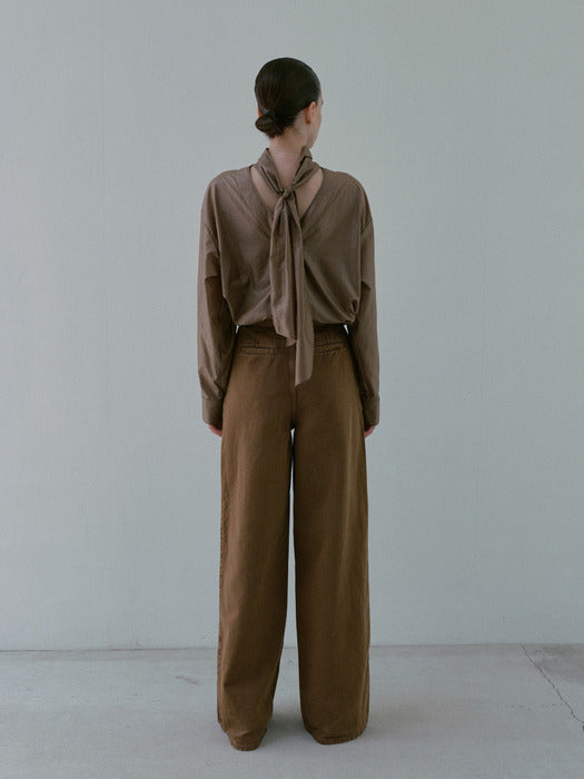 [moia] tie-neck shirt (bronze)