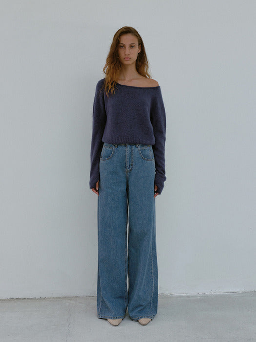 [moia] finger hole knit (deep blue)