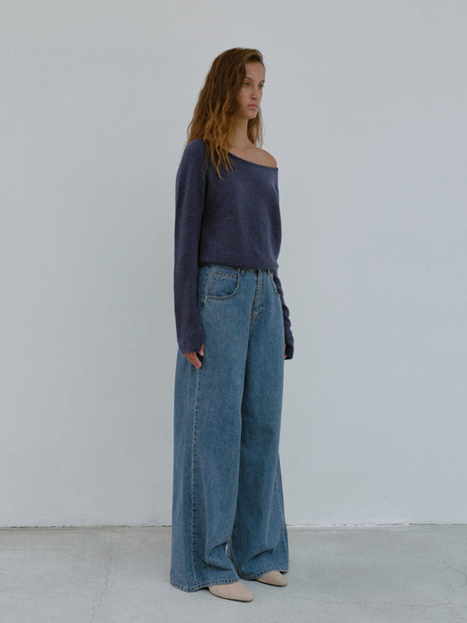 [moia] finger hole knit (deep blue)