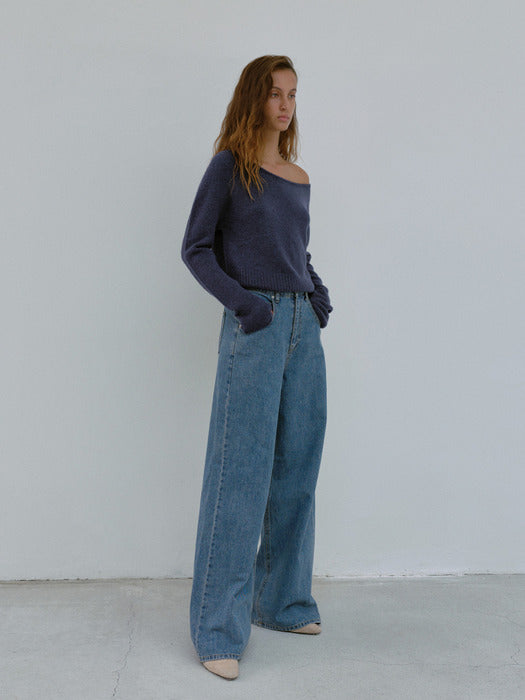 [moia] finger hole knit (deep blue)