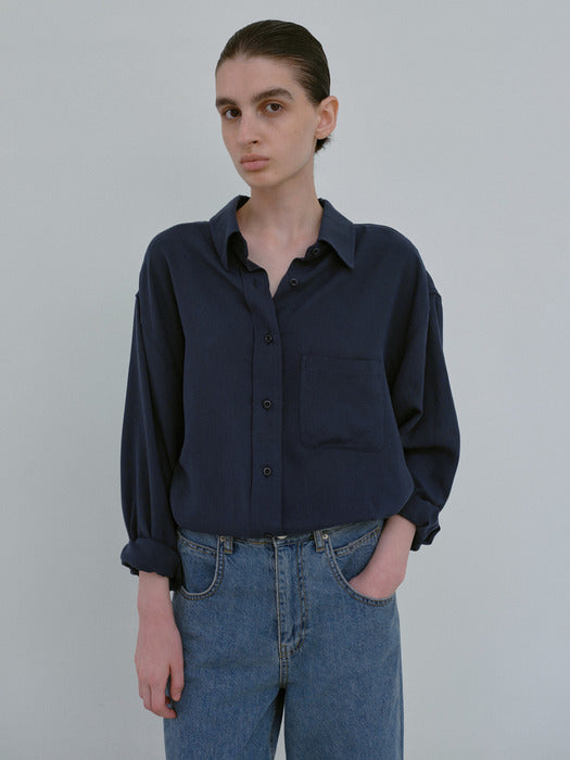 [moia] tencel shirt (deep blue)