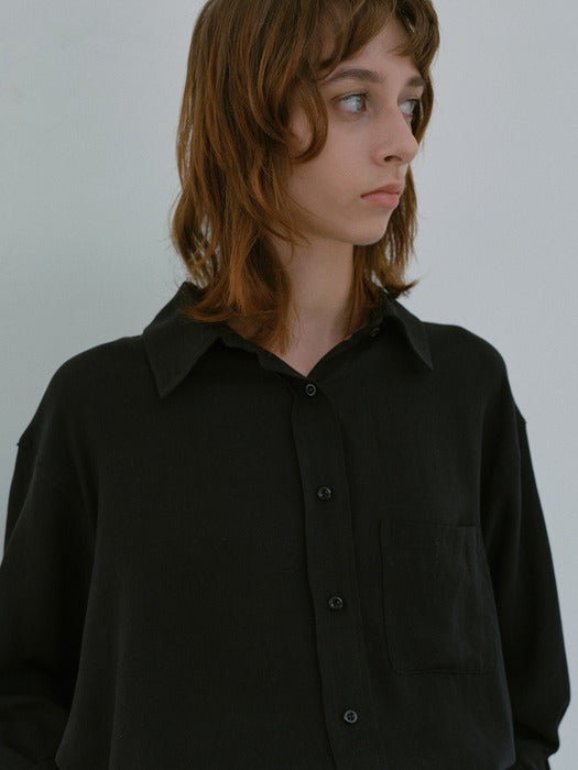 [moia] tencel shirt (black)
