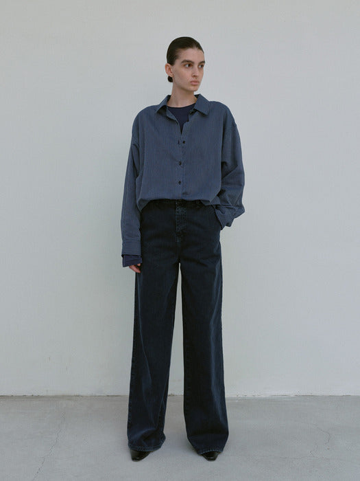 [moia] stripe shirt (blue stripe)