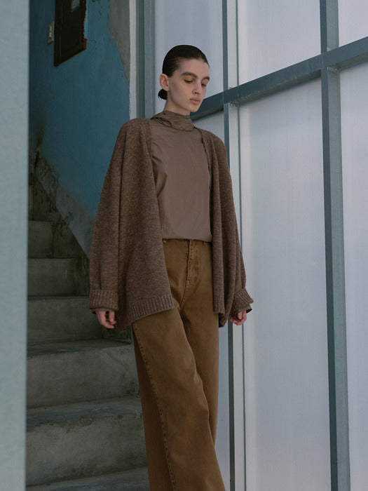 [moia] 2way alpaca cardigan (brown)