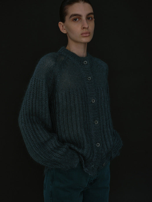 [moia] mohair cardigan (teal blue)
