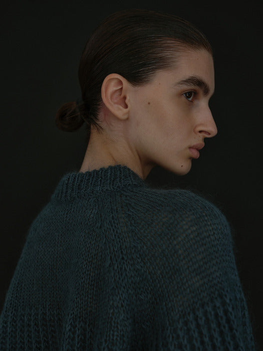 [moia] mohair cardigan (teal blue)