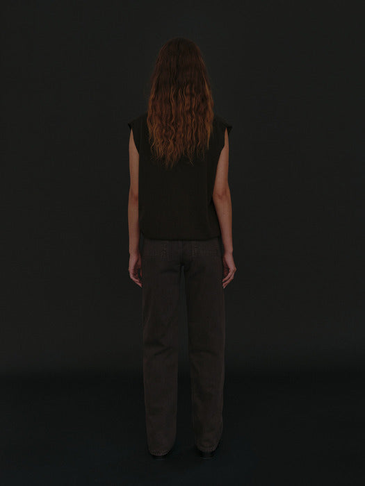 [moia] open knit vest (seal brown)