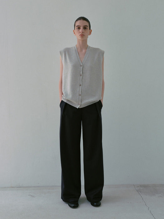 [moia] open knit vest (melange)