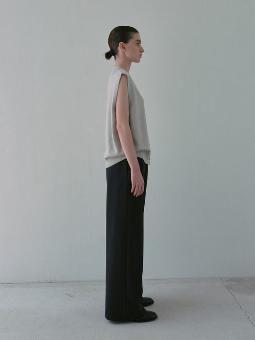 [moia] open knit vest (melange)