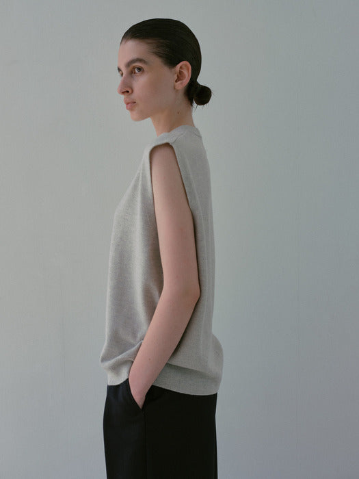[moia] open knit vest (melange)