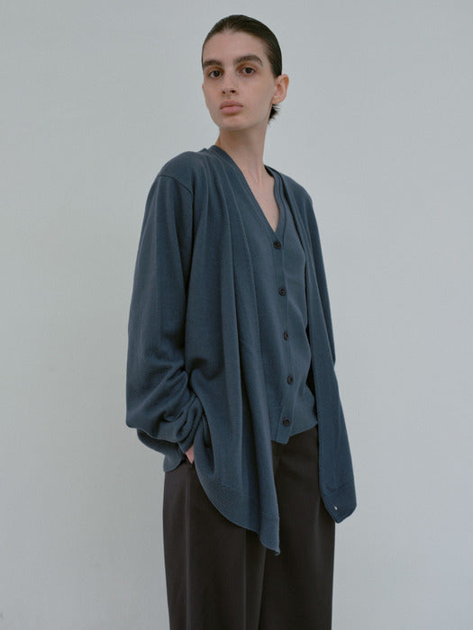 [moia] open knit vest (stormy blue)