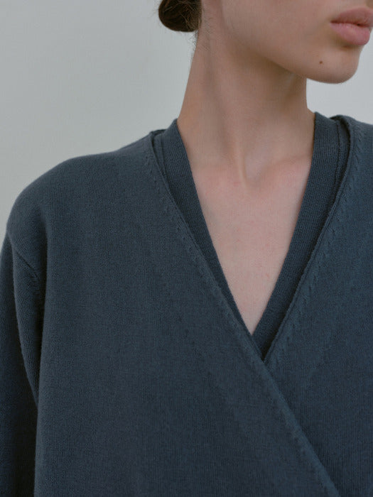 [moia] open knit vest (stormy blue)