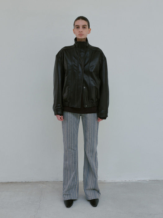 [moia] leather jumper (black)