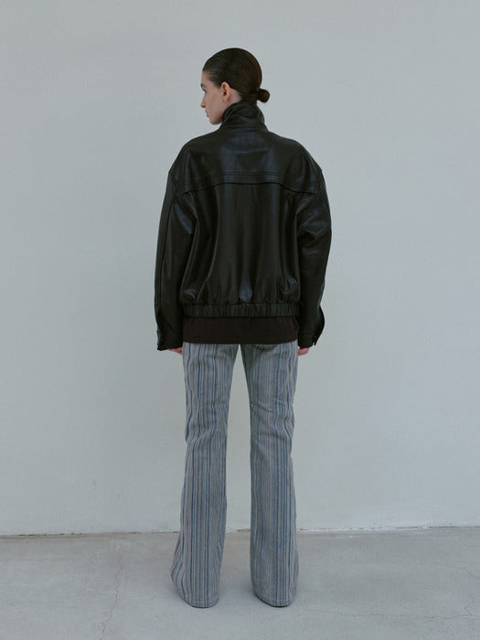 [moia] leather jumper (black)