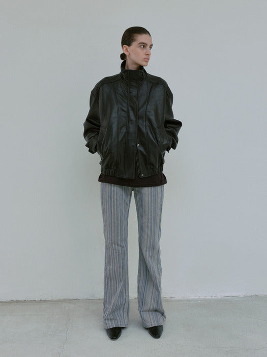 [moia] leather jumper (black)