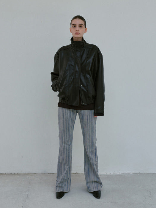 [moia] leather jumper (black)