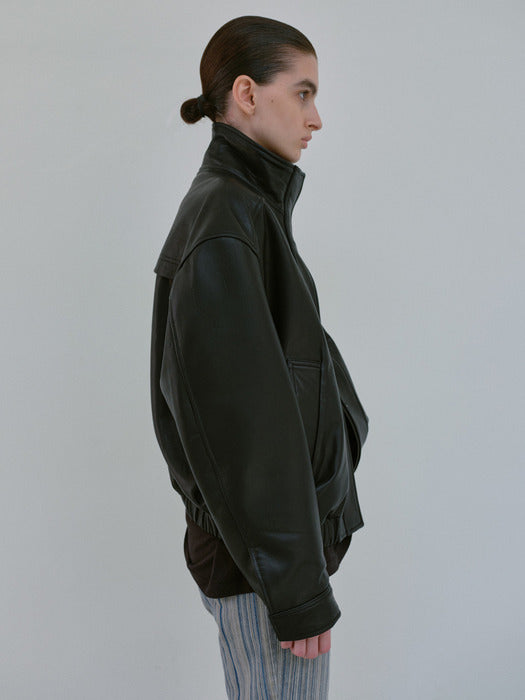 [moia] leather jumper (black)