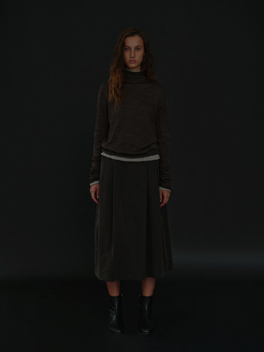 [moia] belted skirt (smoke brown)